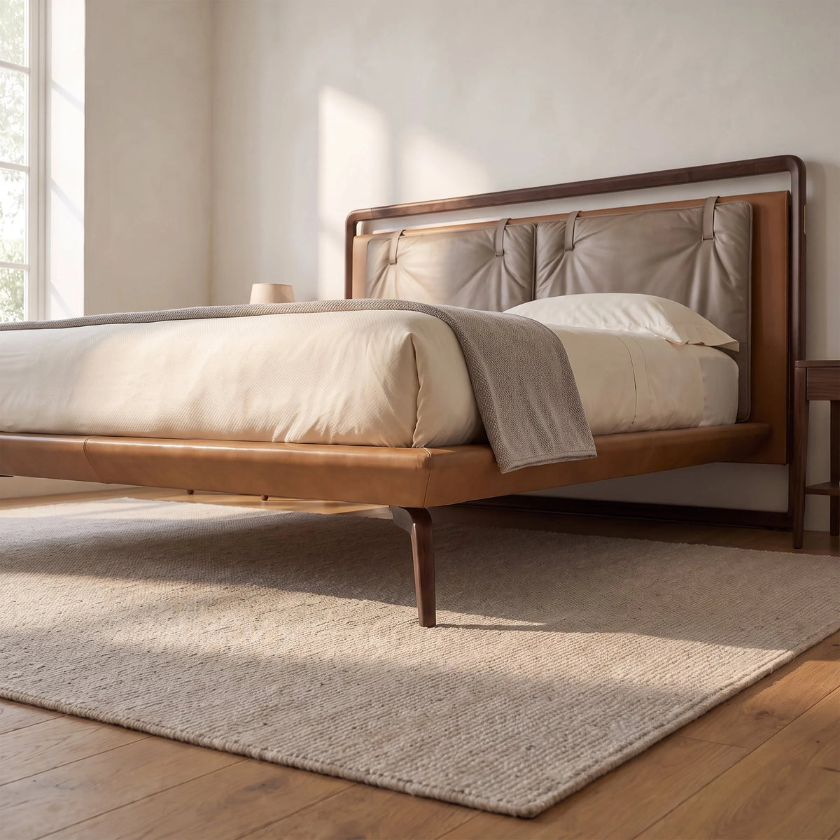 Volo 21 Leather and Wood Bed Frame – detail view 3