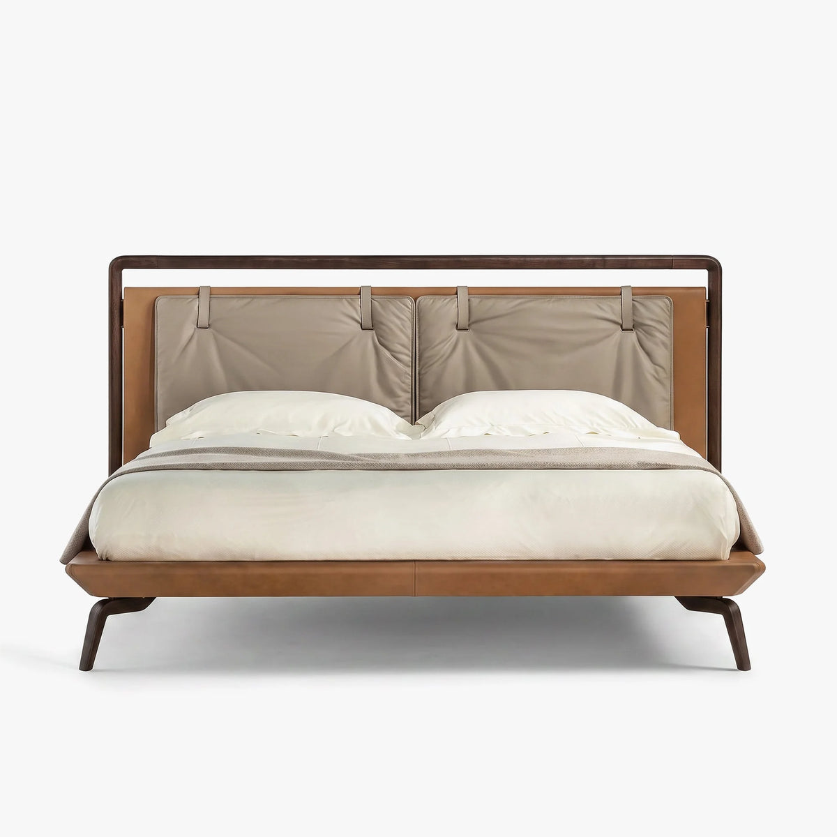 Volo 21 Leather and Wood Bed Frame – front view