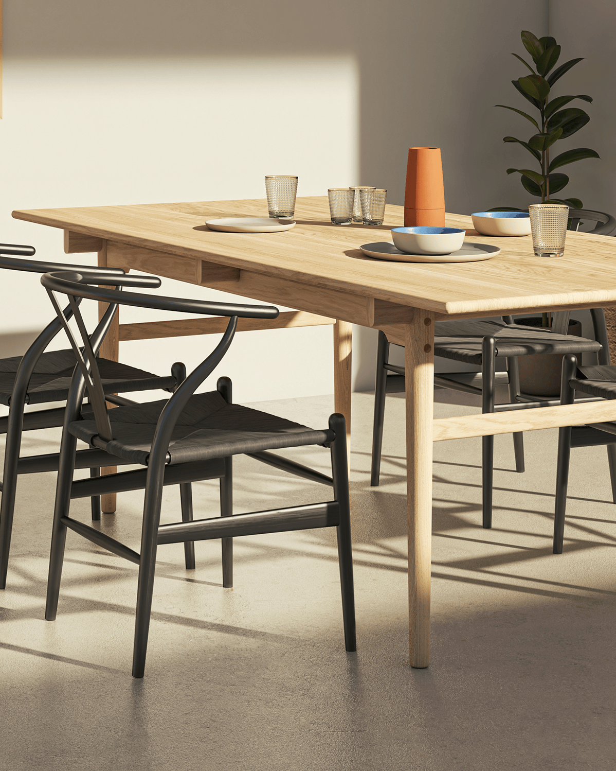 Wegna™ dining table | solid fsc certified ash wood - tables ch327 table-inspired | madorne
