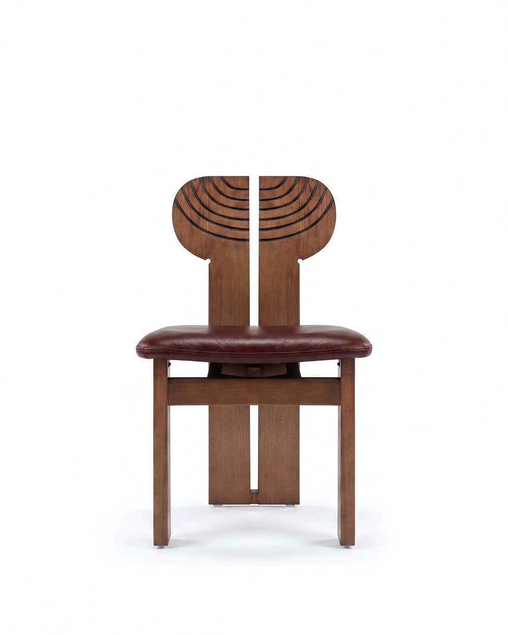 Afrika 75™ dining chair | carved wood back - oxblood vegan leather - chairs africa chair-inspired | madorne