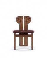 Afrika 75™ dining chair | carved wood back - oxblood vegan leather - chairs africa chair-inspired | madorne