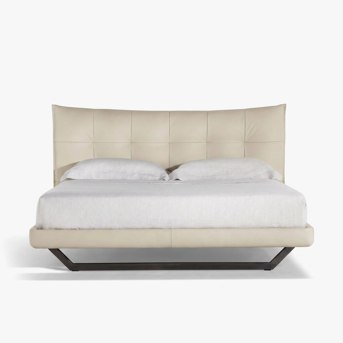 Auro Panelled Leather Bed Frame – front view