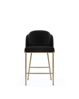 Aven™ counter stool | slim metal frame - black plush velvet and brushed brass - bar & stools aven | designer