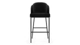Bar & Counter Stools Aben Bar Stool, Black Plush Velvet