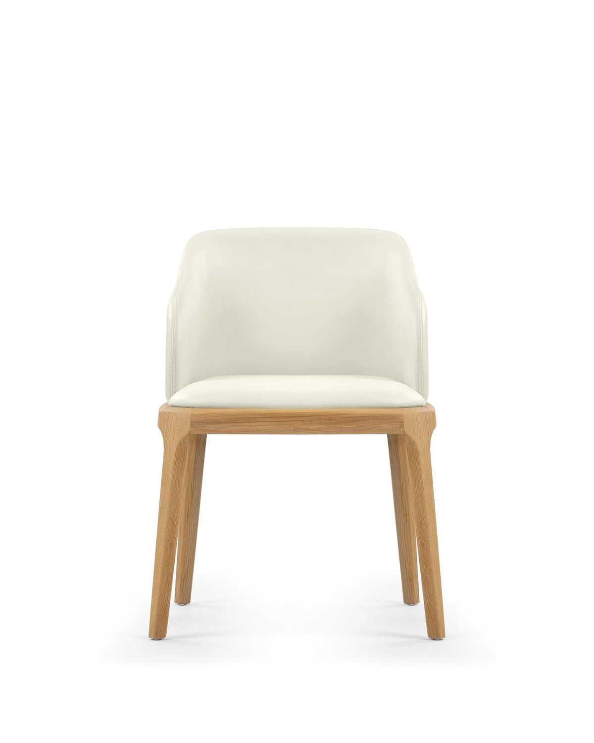 Blanc curve™ armchair | walnut-stained wood - eggshell vegan leather and natural ash - dining chairs curve | designer