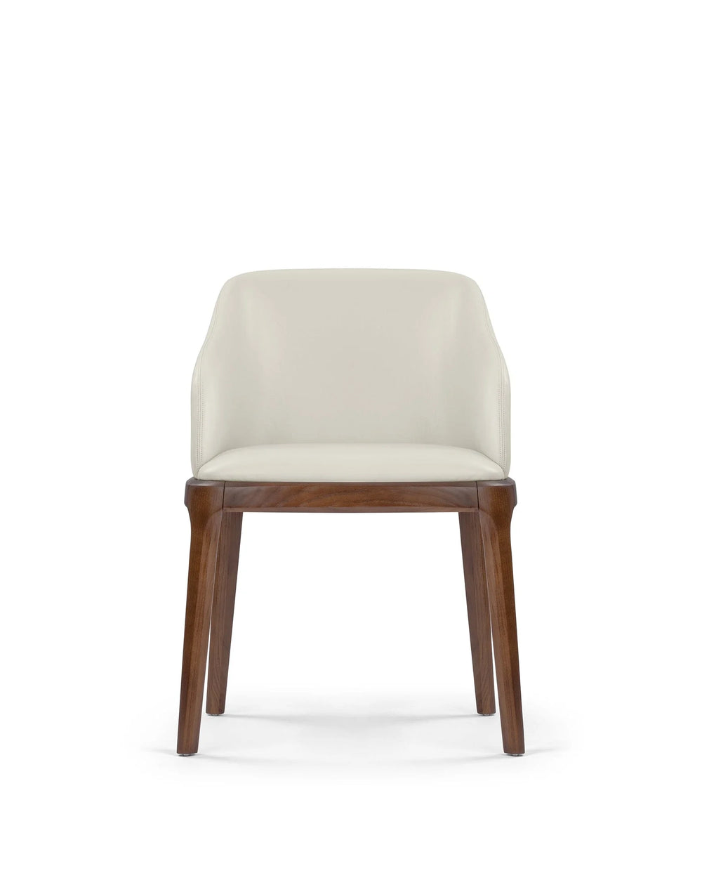 Blanc curve™ armchair | walnut-stained wood - taupe vegan leather - dining chairs curve | designer chair | madorne