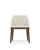 Blanc curve™ armchair | walnut-stained wood - taupe vegan leather - dining chairs curve | designer chair | madorne