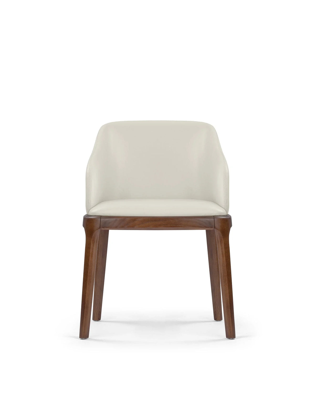 Blanc curve™ armchair | walnut-stained wood - taupe vegan leather - dining chairs curve | designer chair | madorne
