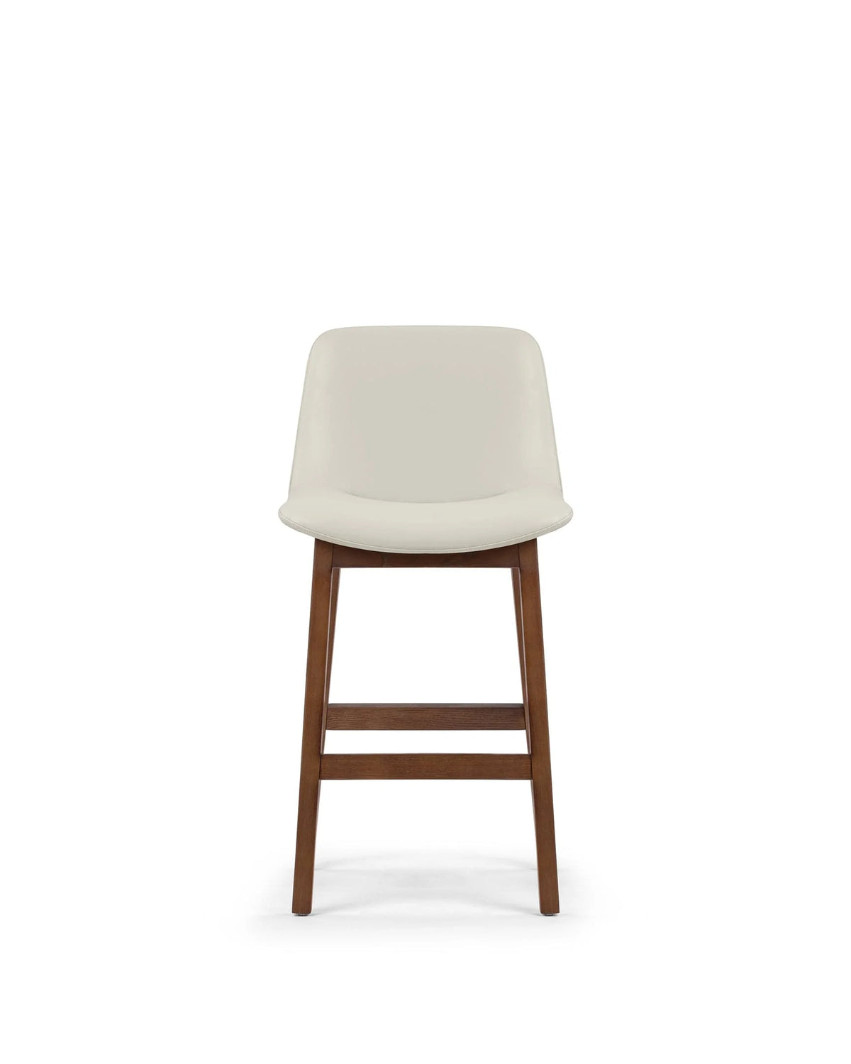 Blanc curve™ counter stool | walnut-stained wood - taupe vegan leather and walnut - bar & stools curve | madorne