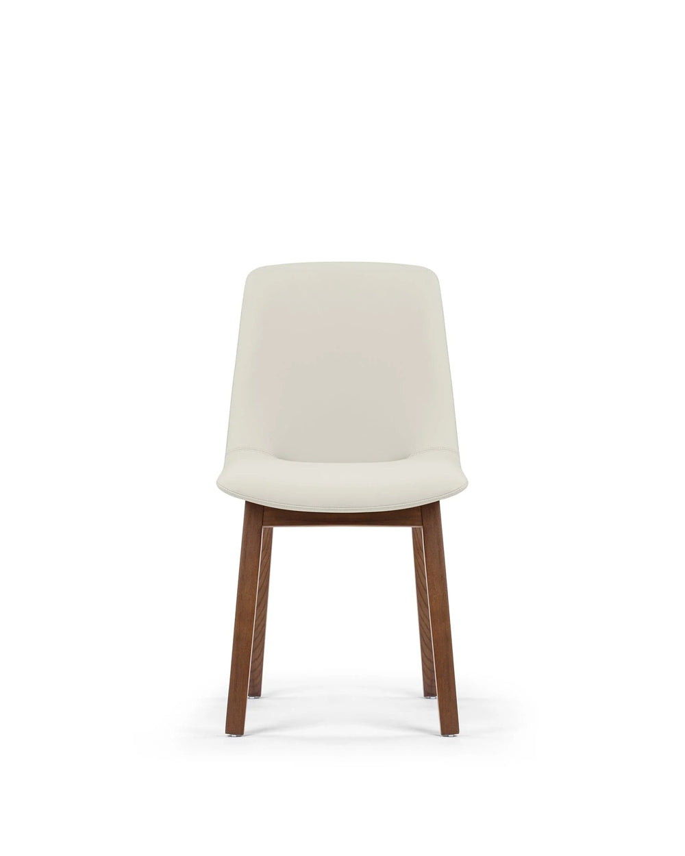 Blanc curve™ side chair | walnut-stained wood - taupe vegan leather - dining chairs curve | designer | madorne