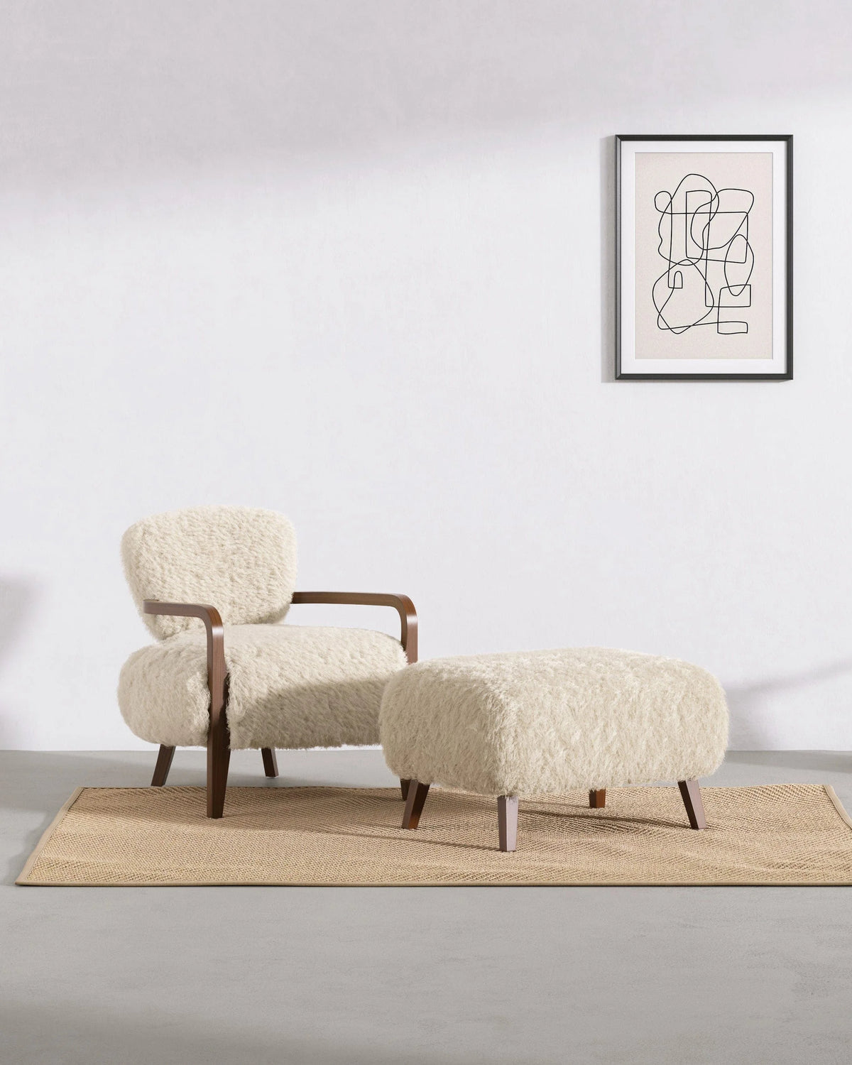 Caba™ ottoman | sherpa and walnut - stools & ottomans caba | sculptural designer | madorne