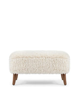 Caba™ ottoman | sherpa and walnut - white long hair - stools & ottomans caba | sculptural designer | madorne