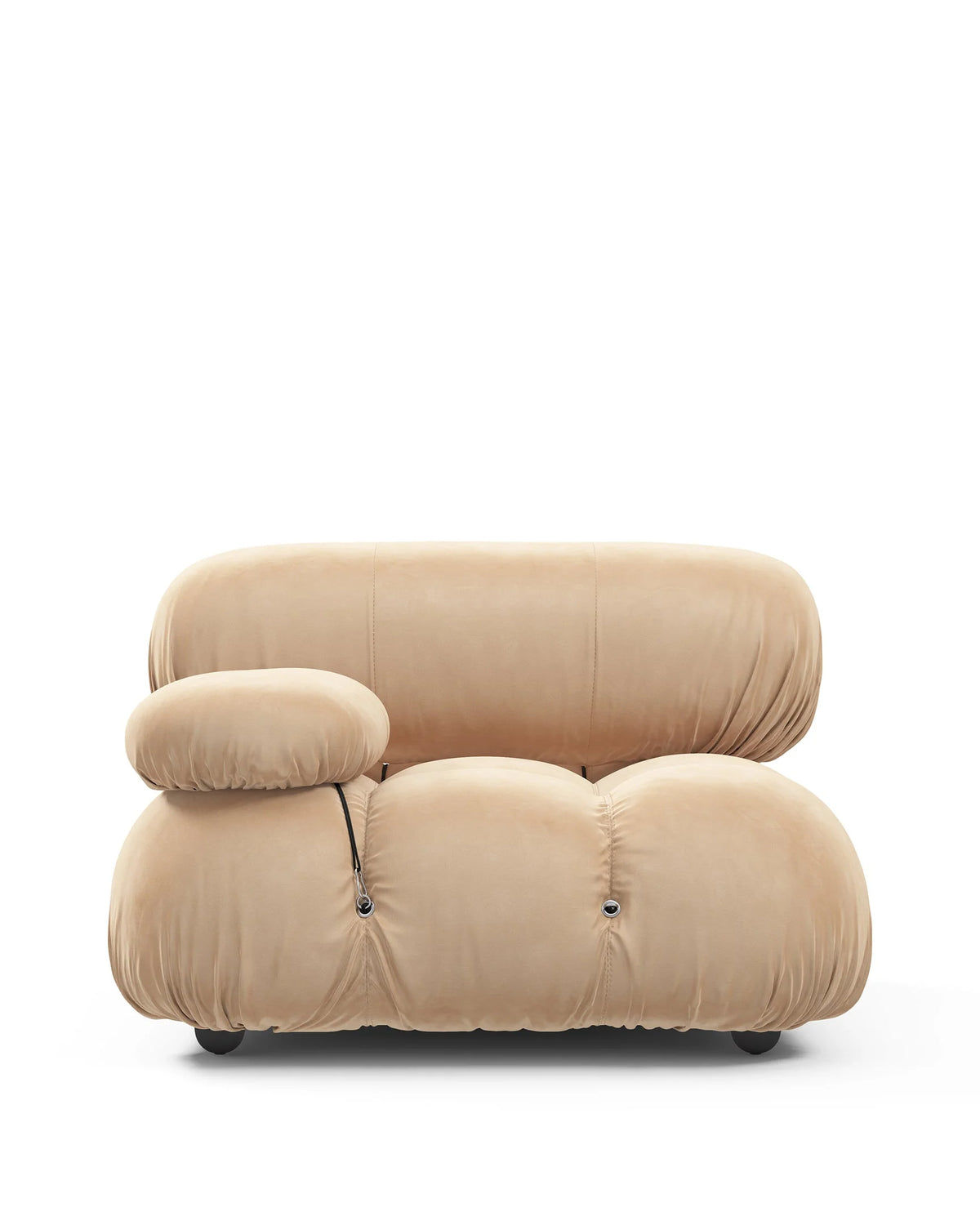 Cameleon 70™ left-arm module | deep tufting - ecru velvet - modules 70 | modular sofa element | madorne