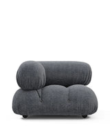 Cameleon 70™ left-corner module | deep tufting - gray boucle - modules 70 | modular sofa element | madorne