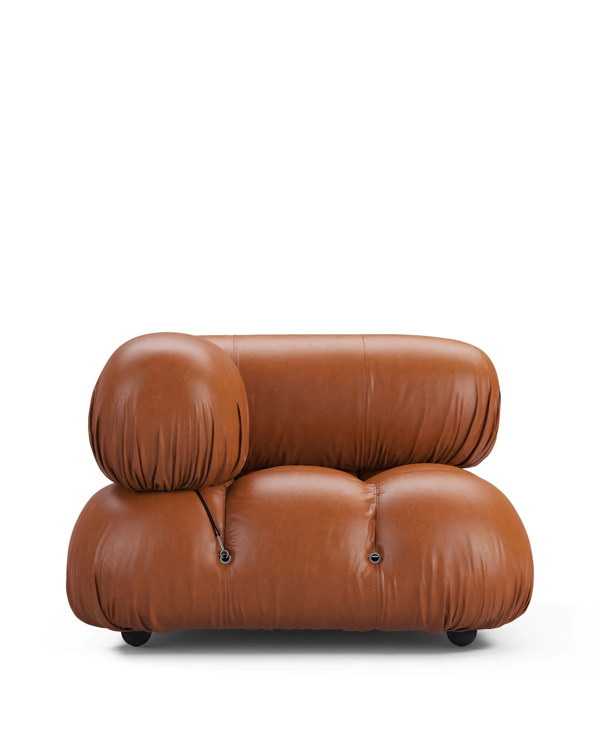 Cameleon 70™ left-corner module | deep tufting - tan premium leather - modules 70 | modular sofa element | madorne