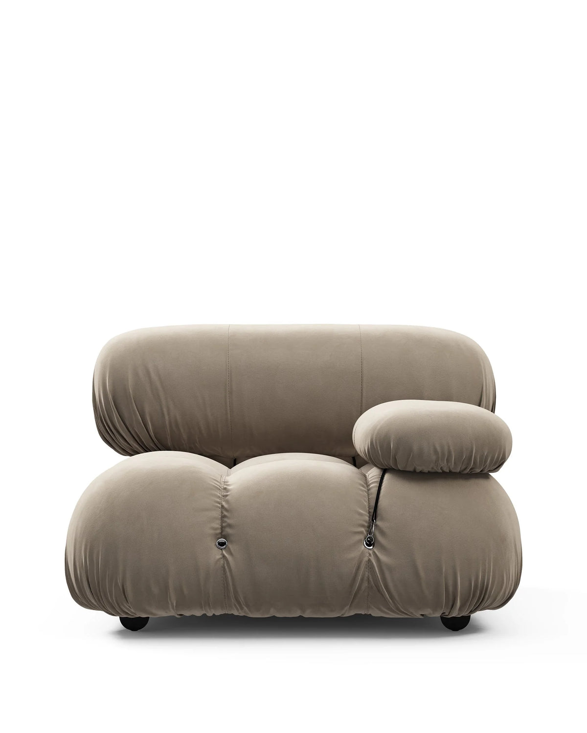 Cameleon 70™ right-arm module | deep tufting - greige velvet - modules 70 | modular sofa element | madorne