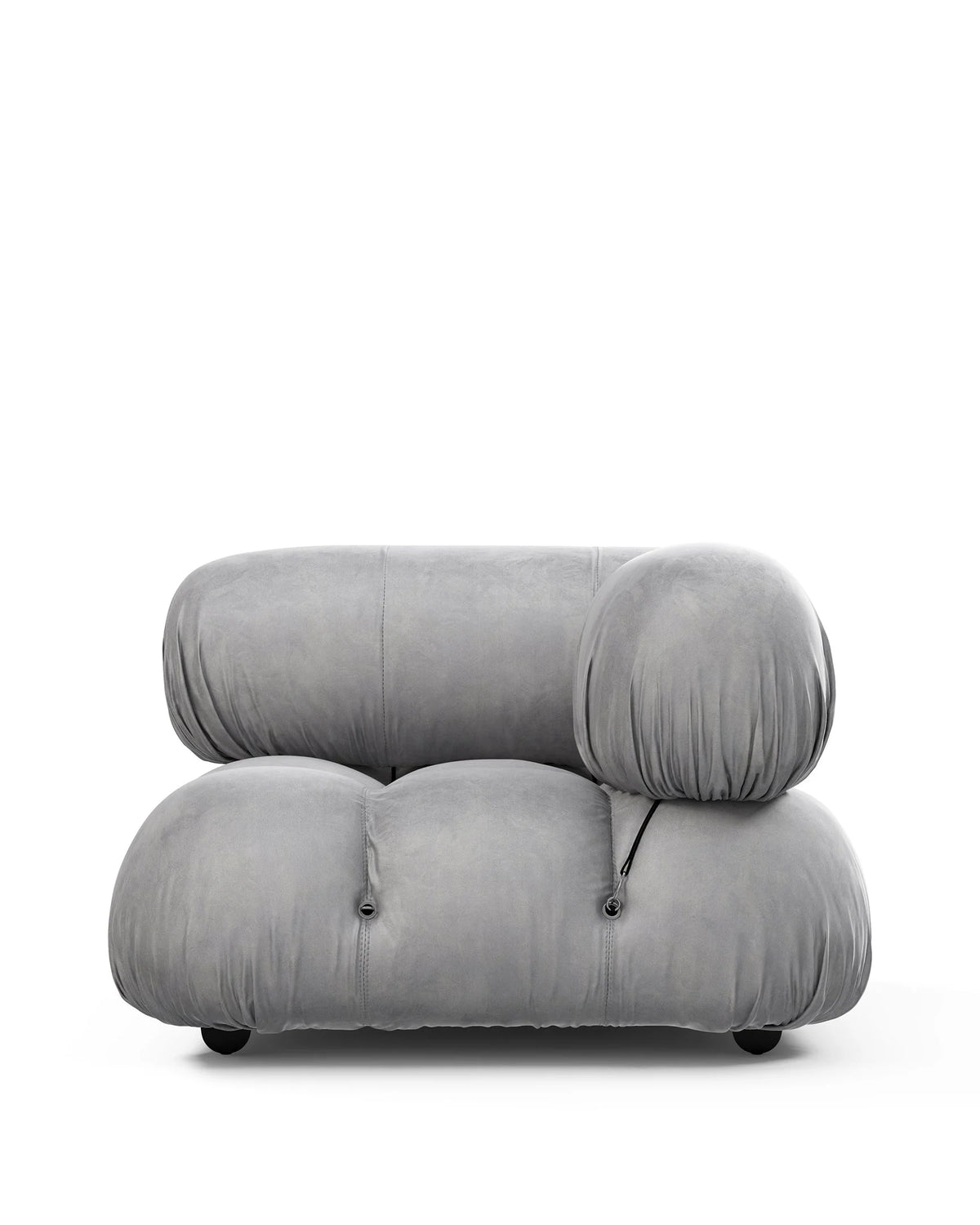 Cameleon 70™ right-corner module | deep tufting - light gray velvet - modules 70 | modular sofa element | madorne