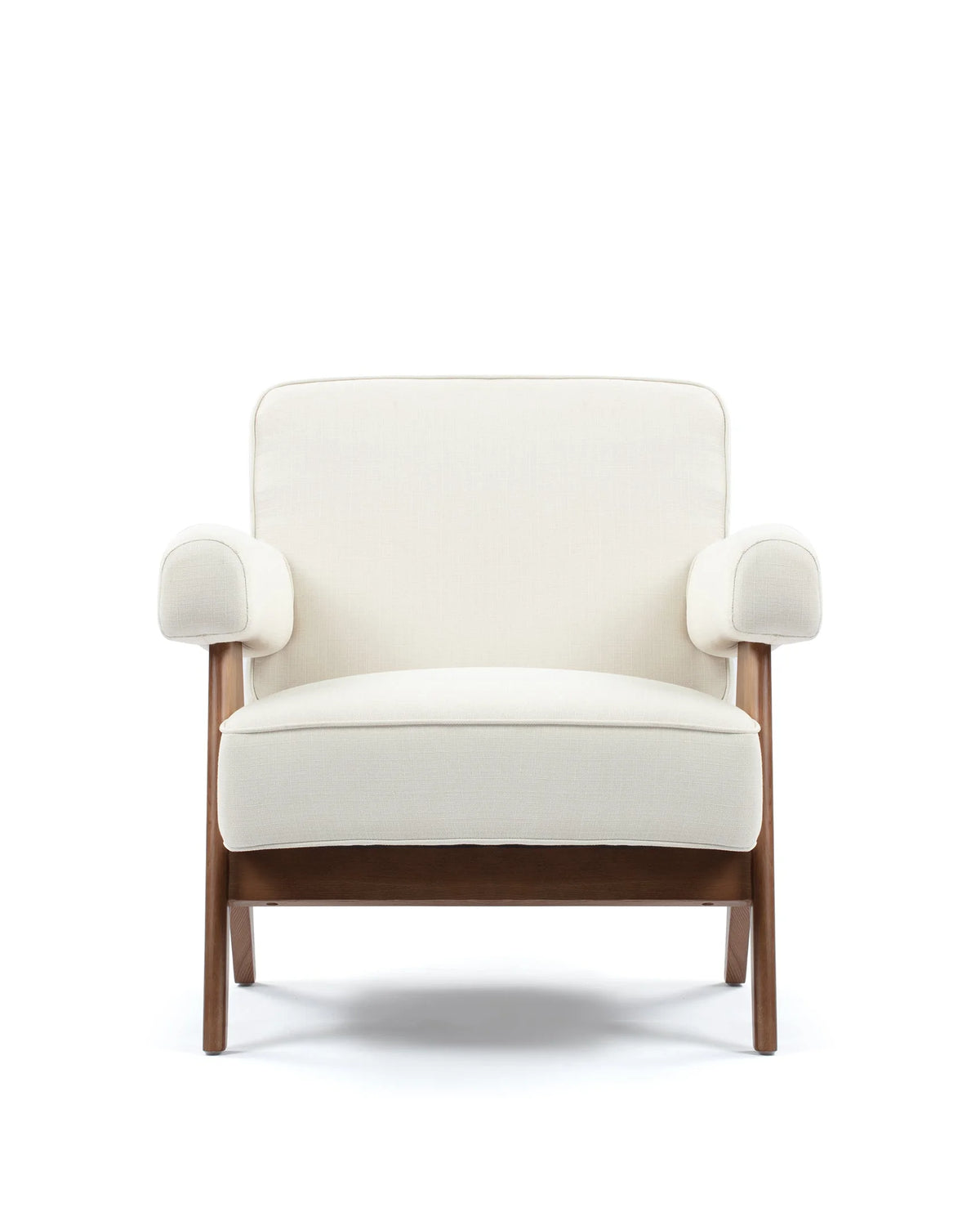 Capitol 50™ upholstered lounge chair | compass legs - cream linen - chairs 50 | madorne