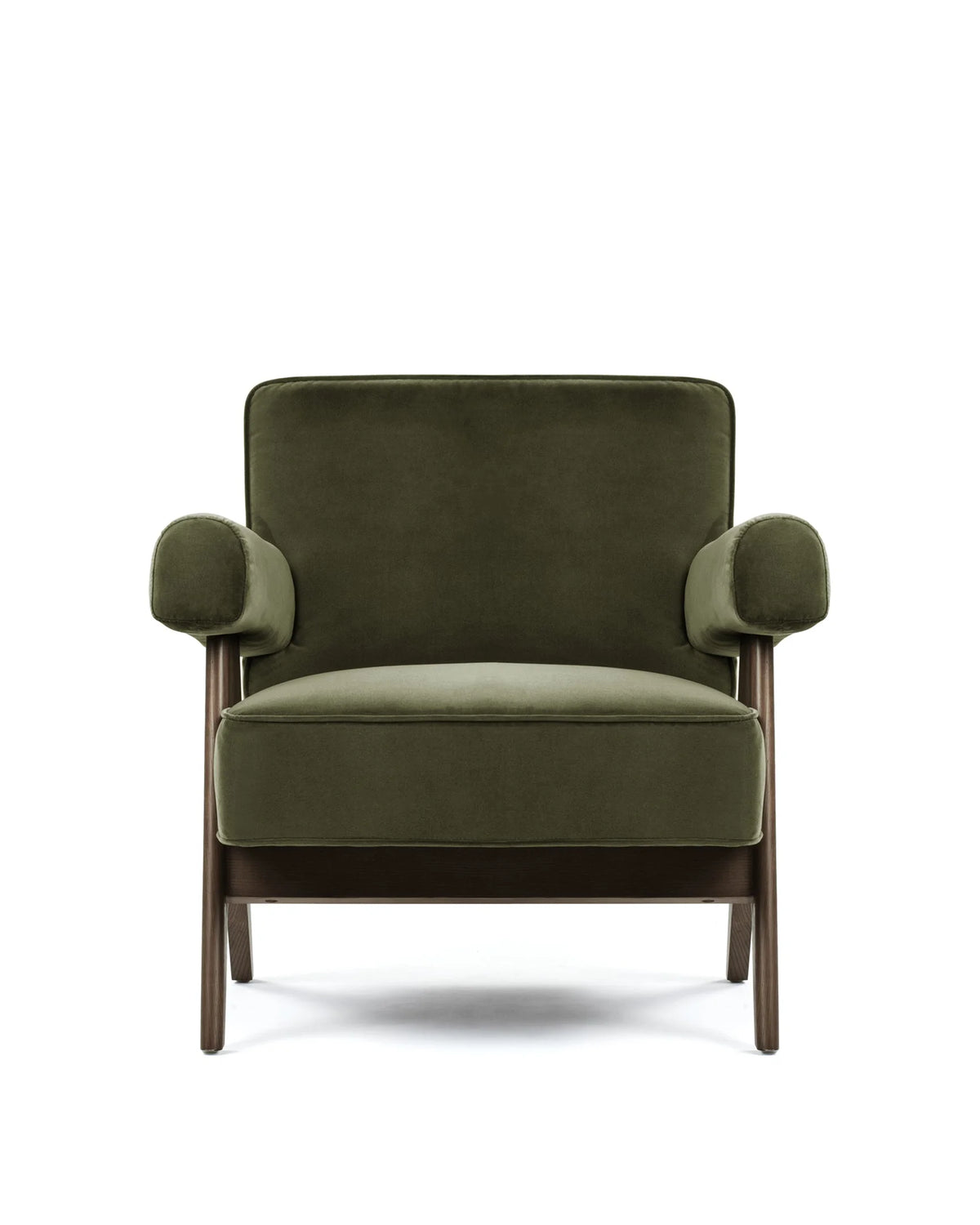 Capitol 50™ upholstered lounge chair | compass legs - olive green velvet - chairs 50 | madorne
