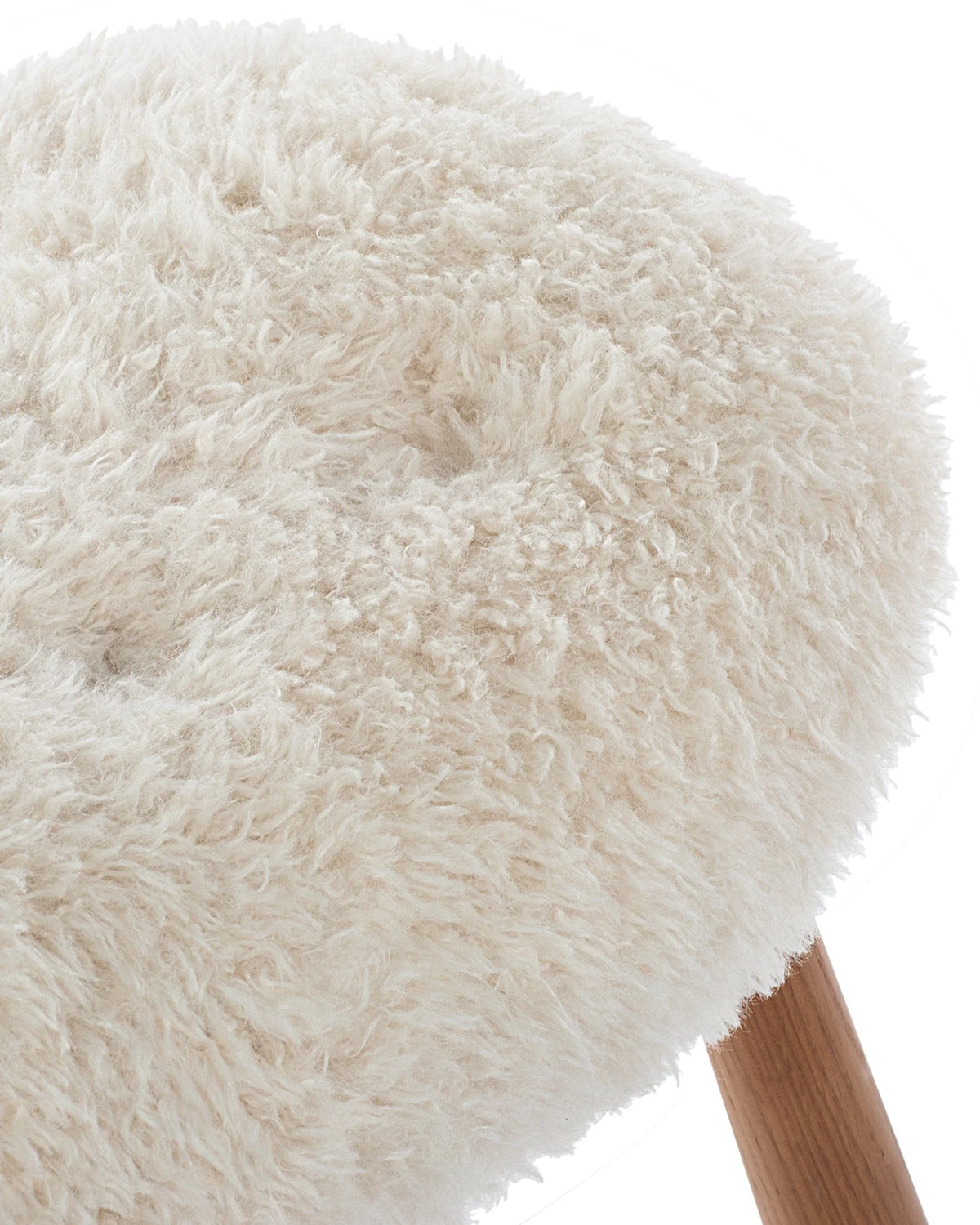 Clama 44™ ottoman | white long hair sherpa - stools & ottomans 44 | modern | contemporary design | madorne