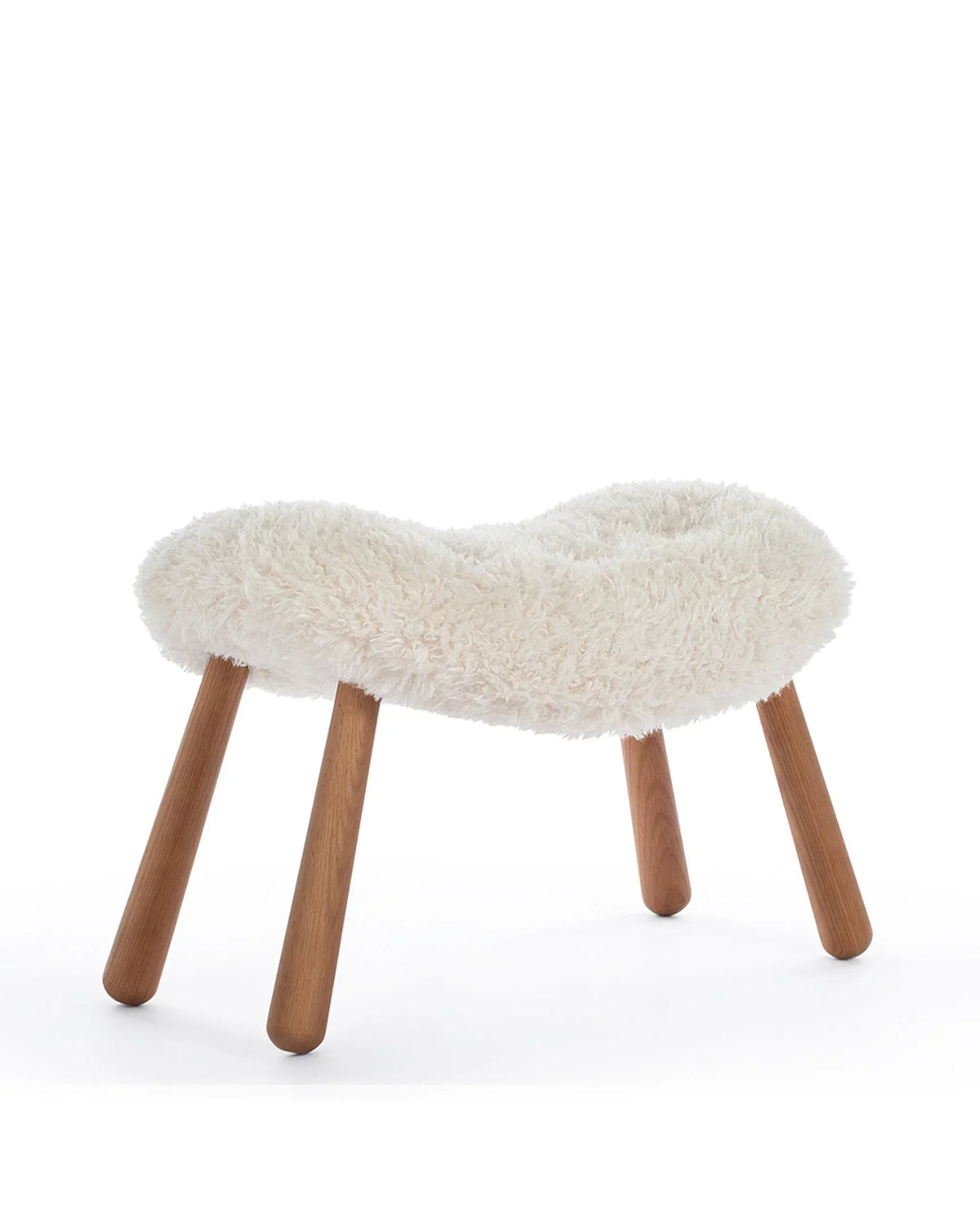 Clama 44™ ottoman | white long hair sherpa - stools & ottomans 44 | modern | contemporary design | madorne