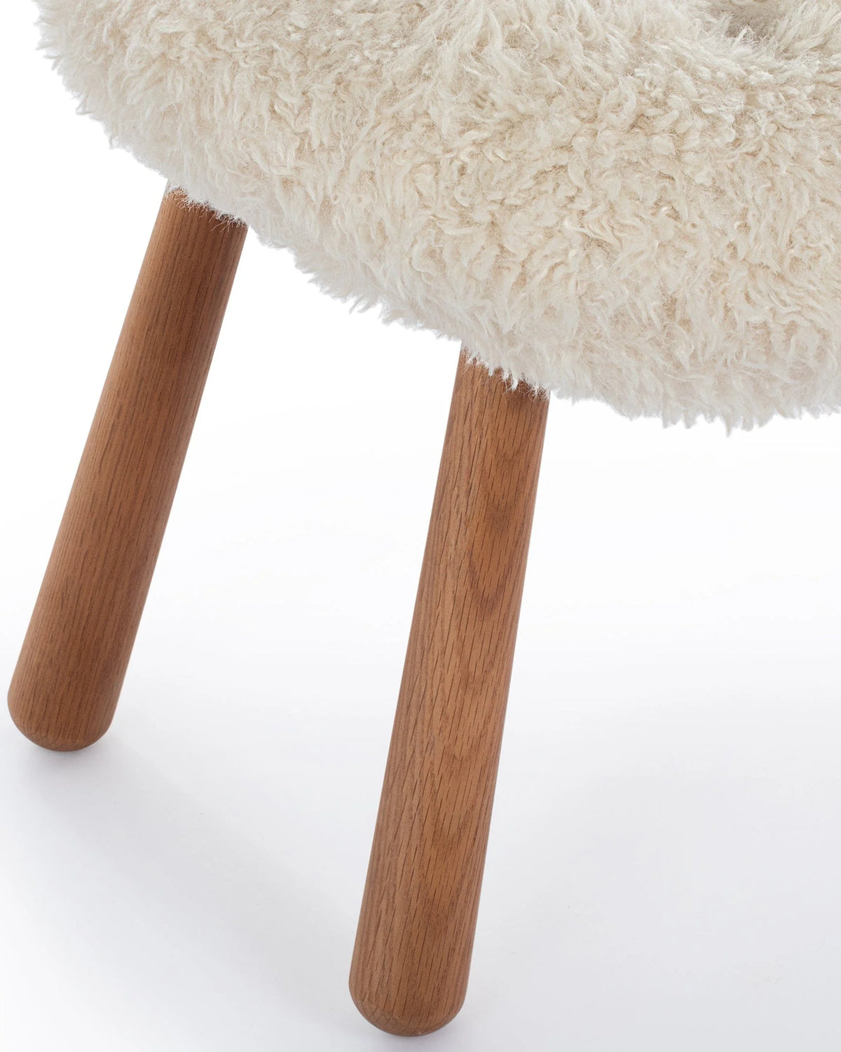 Clama 44™ ottoman | white long hair sherpa - stools & ottomans 44 | modern | contemporary design | madorne