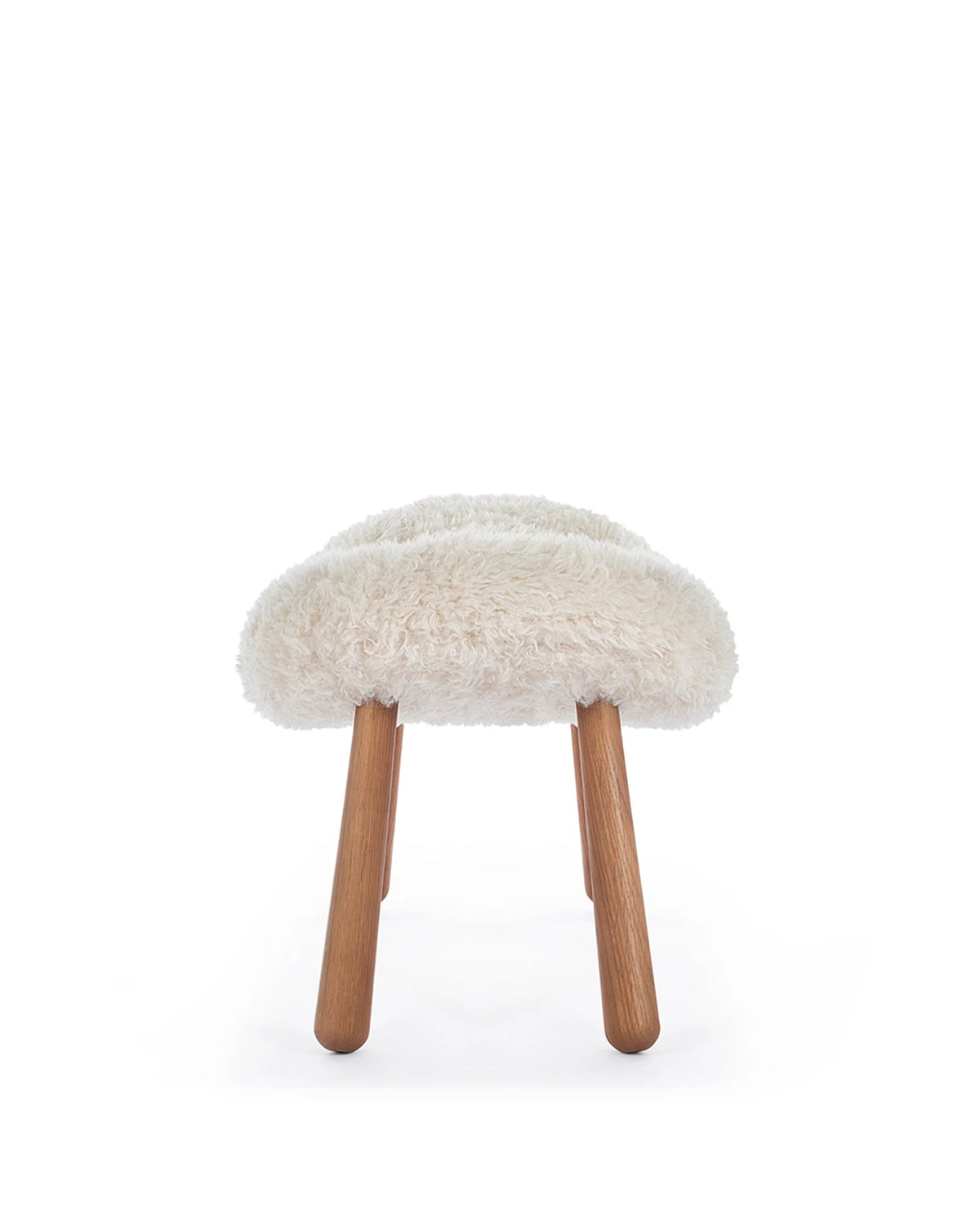 Clama 44™ ottoman | white long hair sherpa - stools & ottomans 44 | modern | contemporary design | madorne