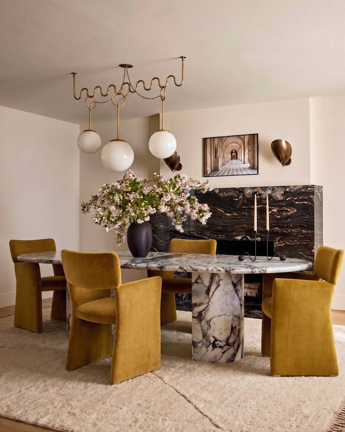 Danta 77™ dining table | marble or concrete - tables 77in | madorne