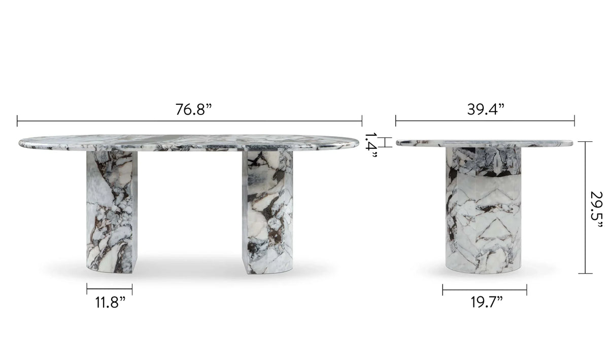 Danta 77™ dining table | marble or concrete - tables 77in | madorne