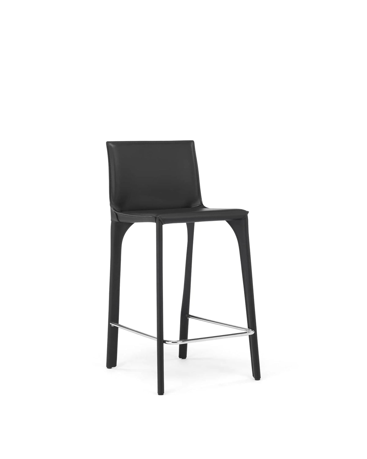 Doma 08™ counter stool | leather upholstery - jet black - bar & stools 08 inspired by cab 410 | madorne