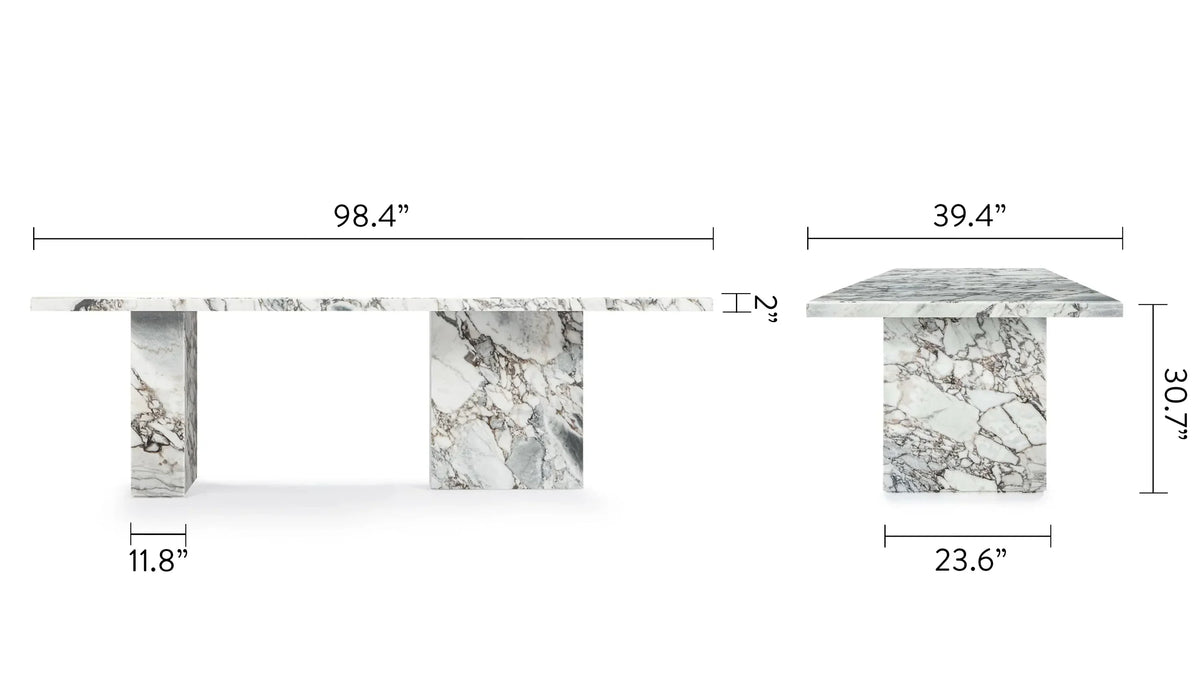 Enza™ dining table 98in | stone finish - tables enza inspired by androgyne | madorne