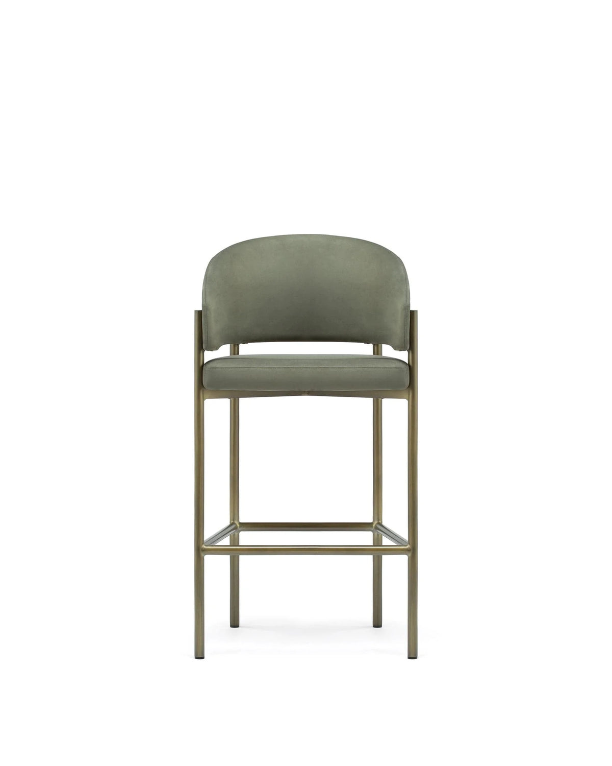 Esma™ bar stool | curved back and metal frame - sage vegan suede brushed brass - & counter stools esma | designer