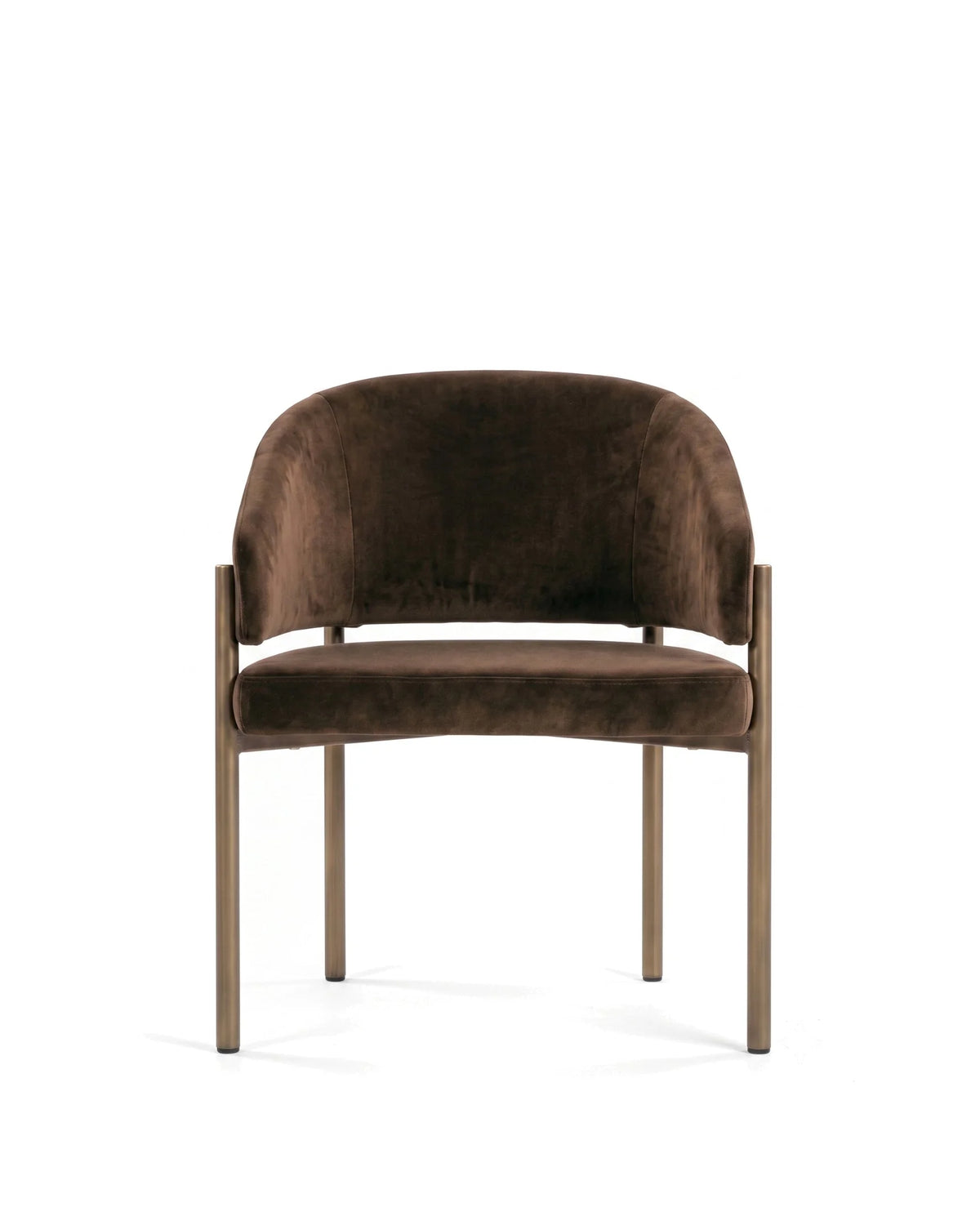 Esma™ barrel dining chair | metal frame - brown velvet - chairs curved with | madorne