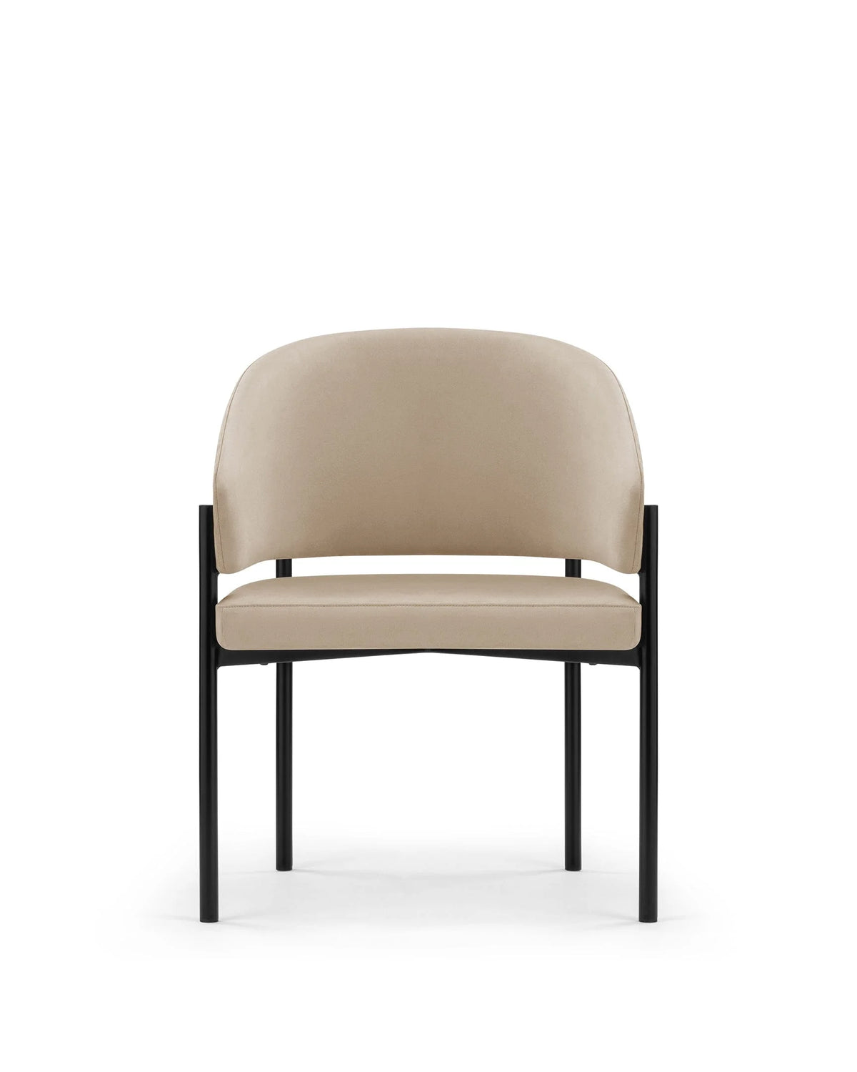 Esma™ barrel dining chair | metal frame - latte vegan suede and black - chairs curved with | madorne