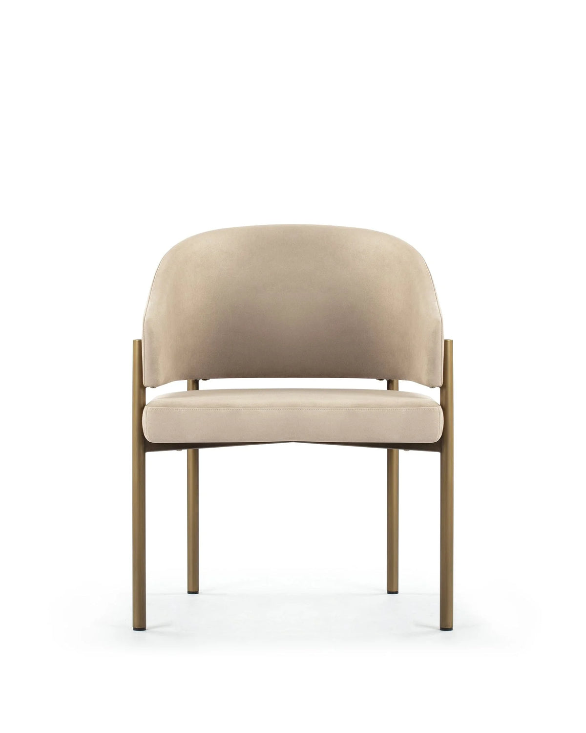 Esma™ barrel dining chair | metal frame - latte vegan suede and brushed brass - chairs curved with | madorne
