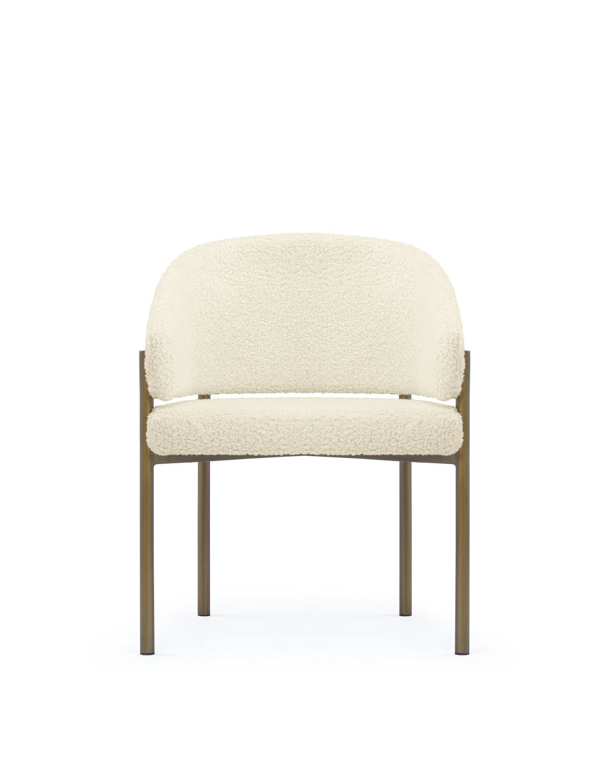 Esma™ barrel dining chair | metal frame - luxe sherpa and brushed brass - chairs curved with | madorne