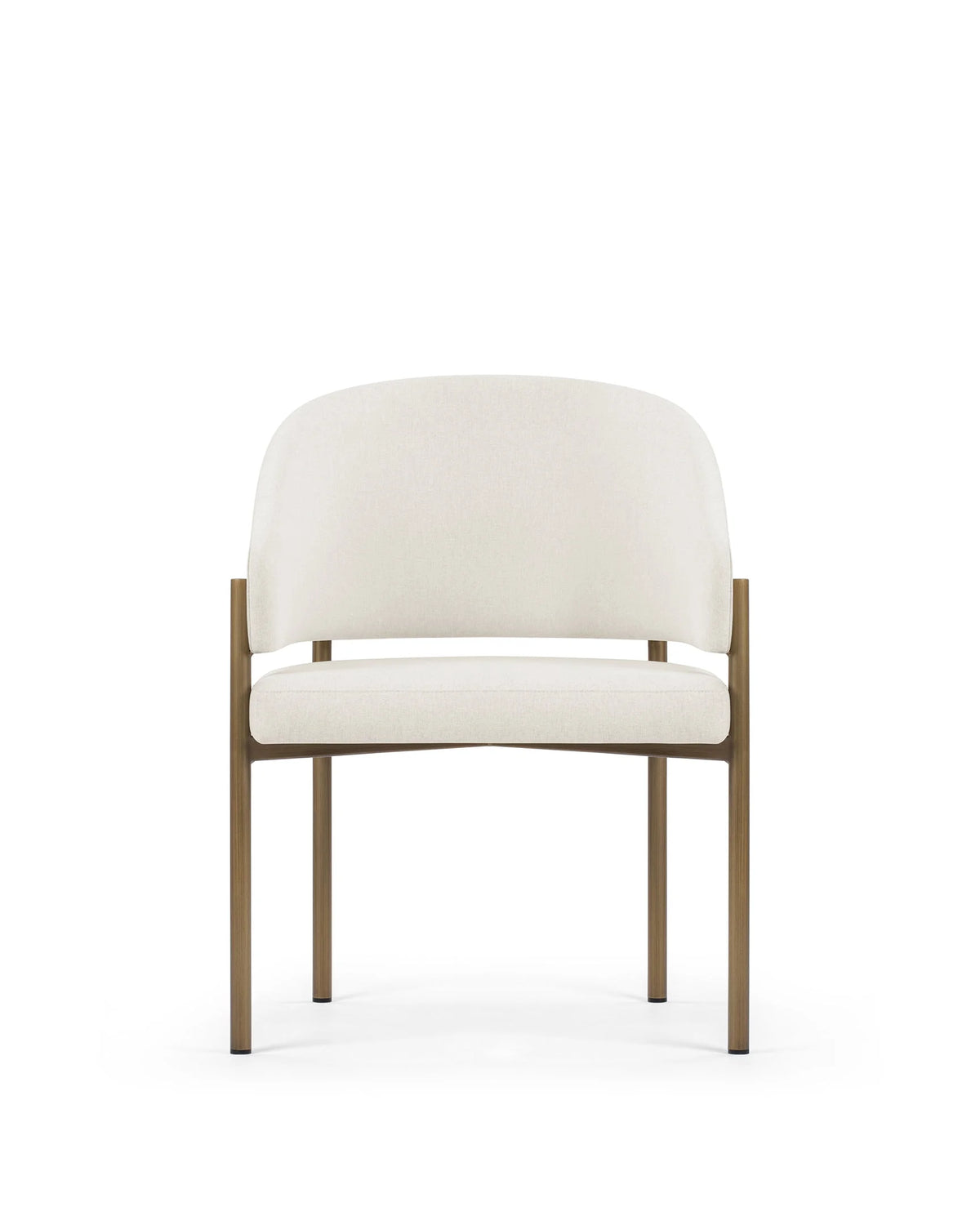 Esma™ barrel dining chair | metal frame - oatmeal brushed weave and brass - chairs curved with | madorne