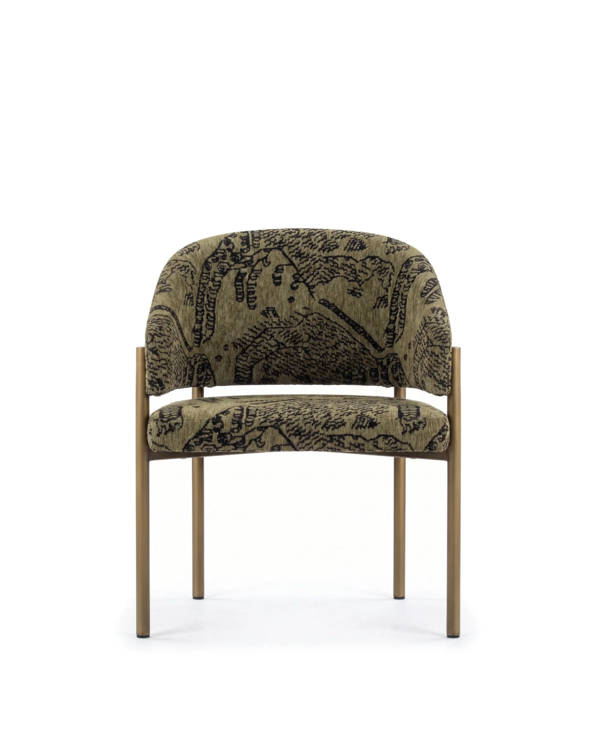 Esma™ barrel dining chair | metal frame - olive green tiger mountain chenille - chairs curved with | madorne