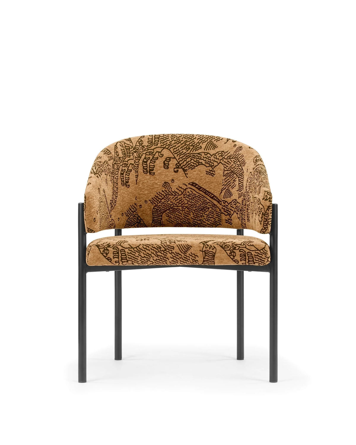 Esma™ barrel dining chair | metal frame - tiger mountain chenille and black - chairs curved with | madorne