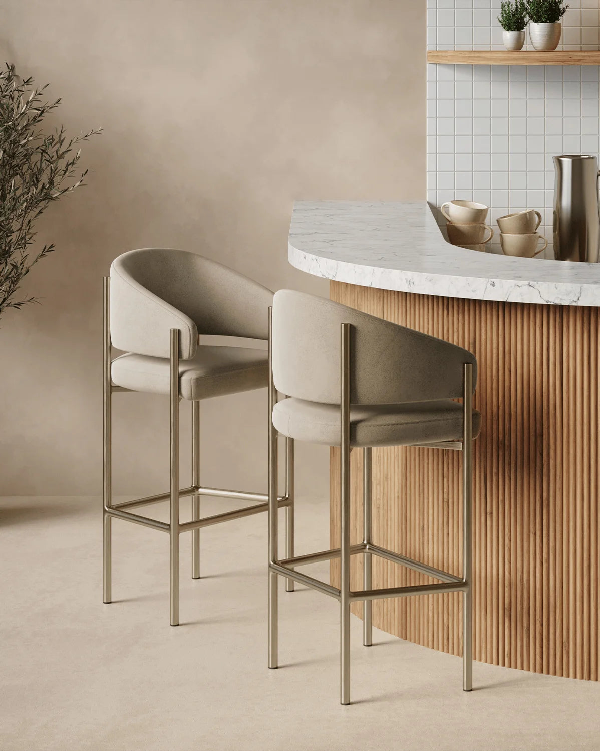 Esma™ counter stool | curved back and metal frame - bar & stools esma | designer or | madorne