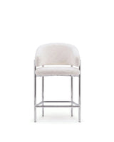 Esma™ counter stool | curved back and metal frame - cream plush sherpa chrome - bar & stools esma | designer