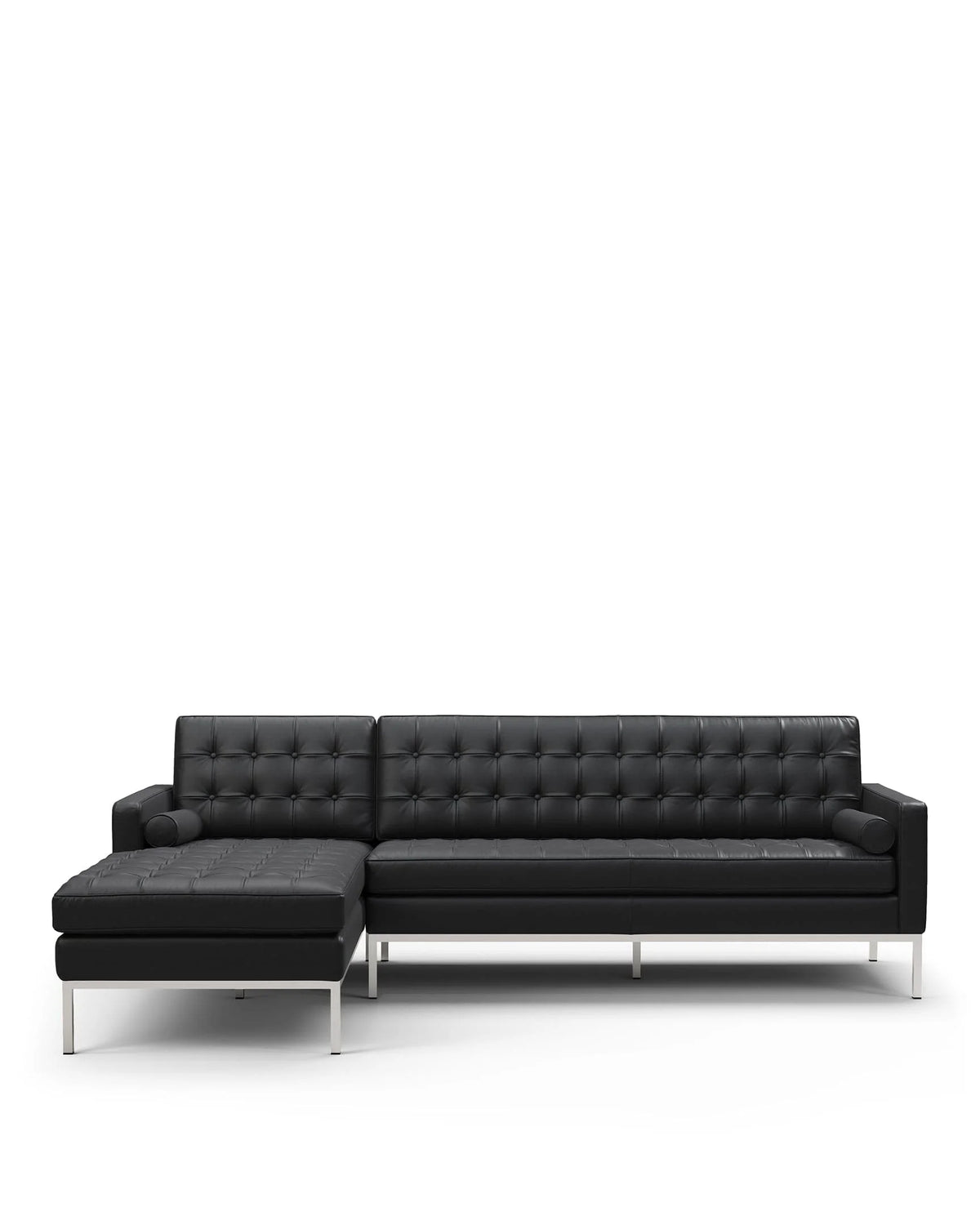 Flo 54™ left-chaise sofa | tailored modernist - vintage black vegan leather - 3 seaters 54 | designer three-seater