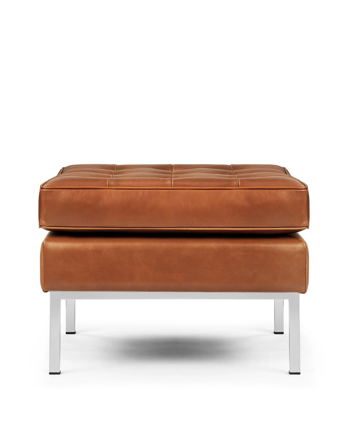 Flo 54™ ottoman | upholstery and steel - tan premium leather - stools & ottomans 54 | modern | contemporary design