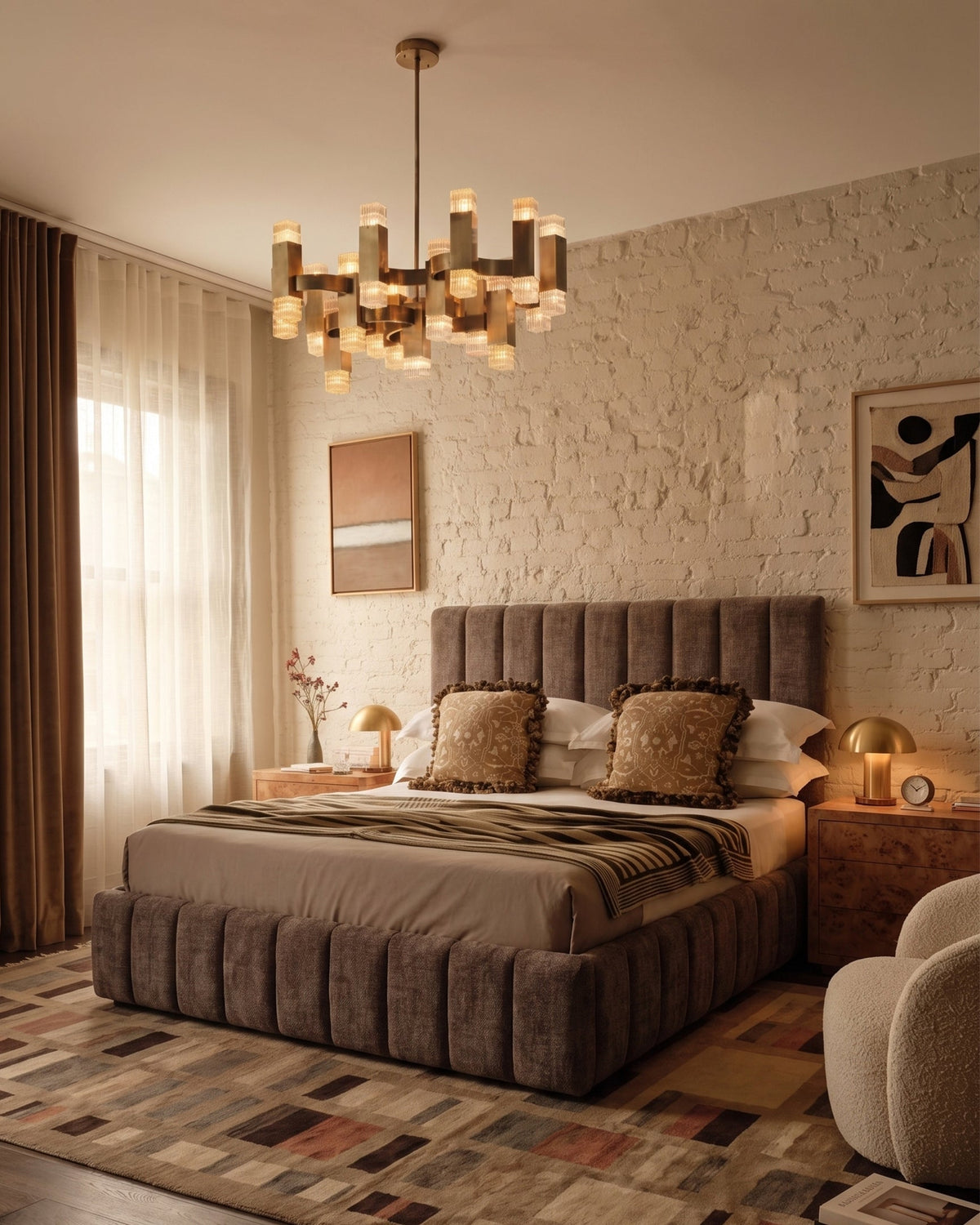 Forta™ queen bed | mushroom chenille - beds forta | modern furniture design | madorne
