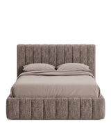 Forta™ queen bed | mushroom chenille - beds forta | modern furniture design | madorne