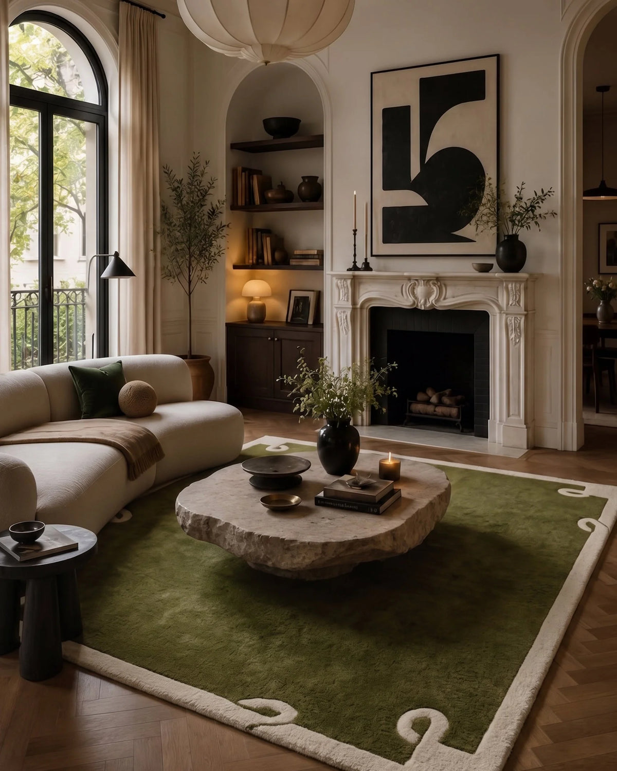 Loopa™ Wool Rug | Olive and Cream