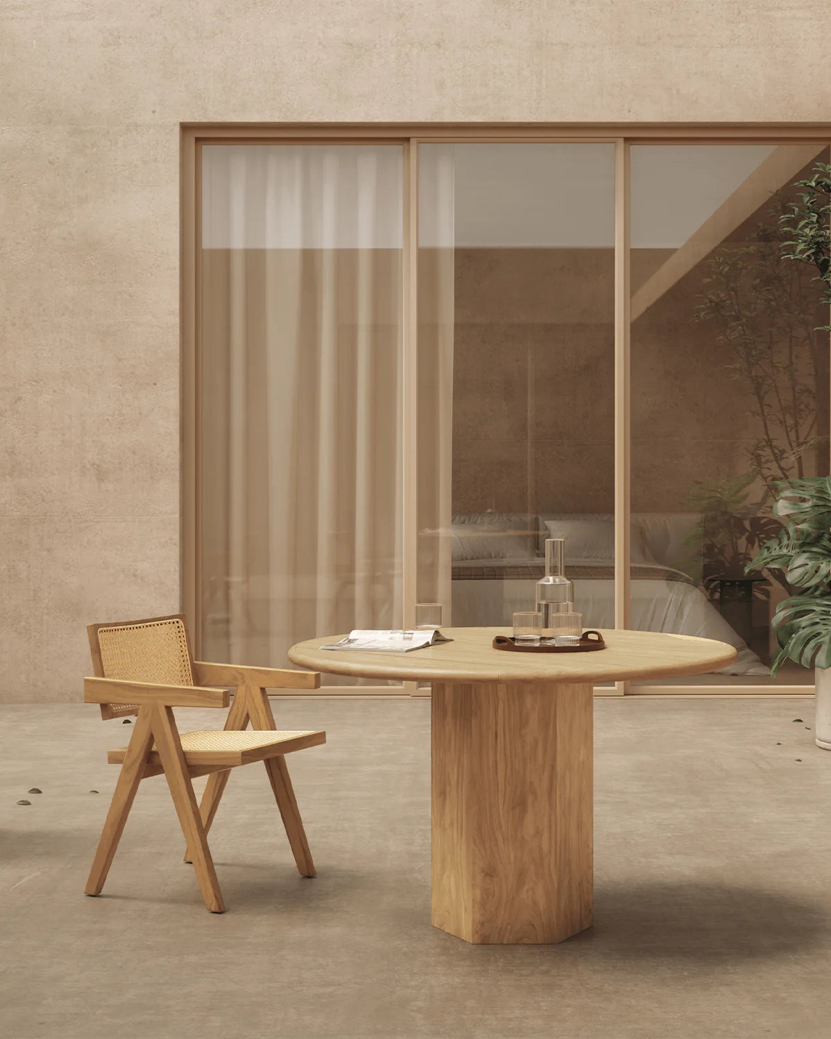 Lota™ outdoor dining table 47in | natural teak - tables lota | madorne