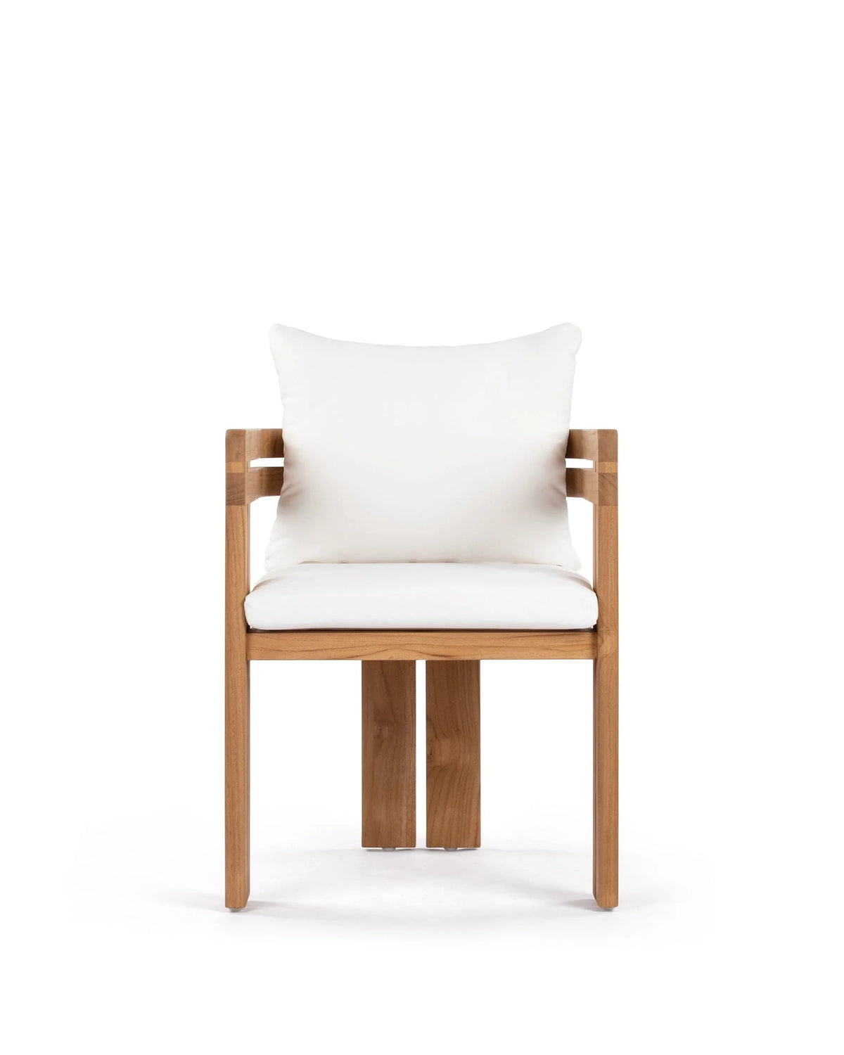 Luso™ outdoor dining chair | teak and cushion - natural with white cushions - chairs luso | madorne