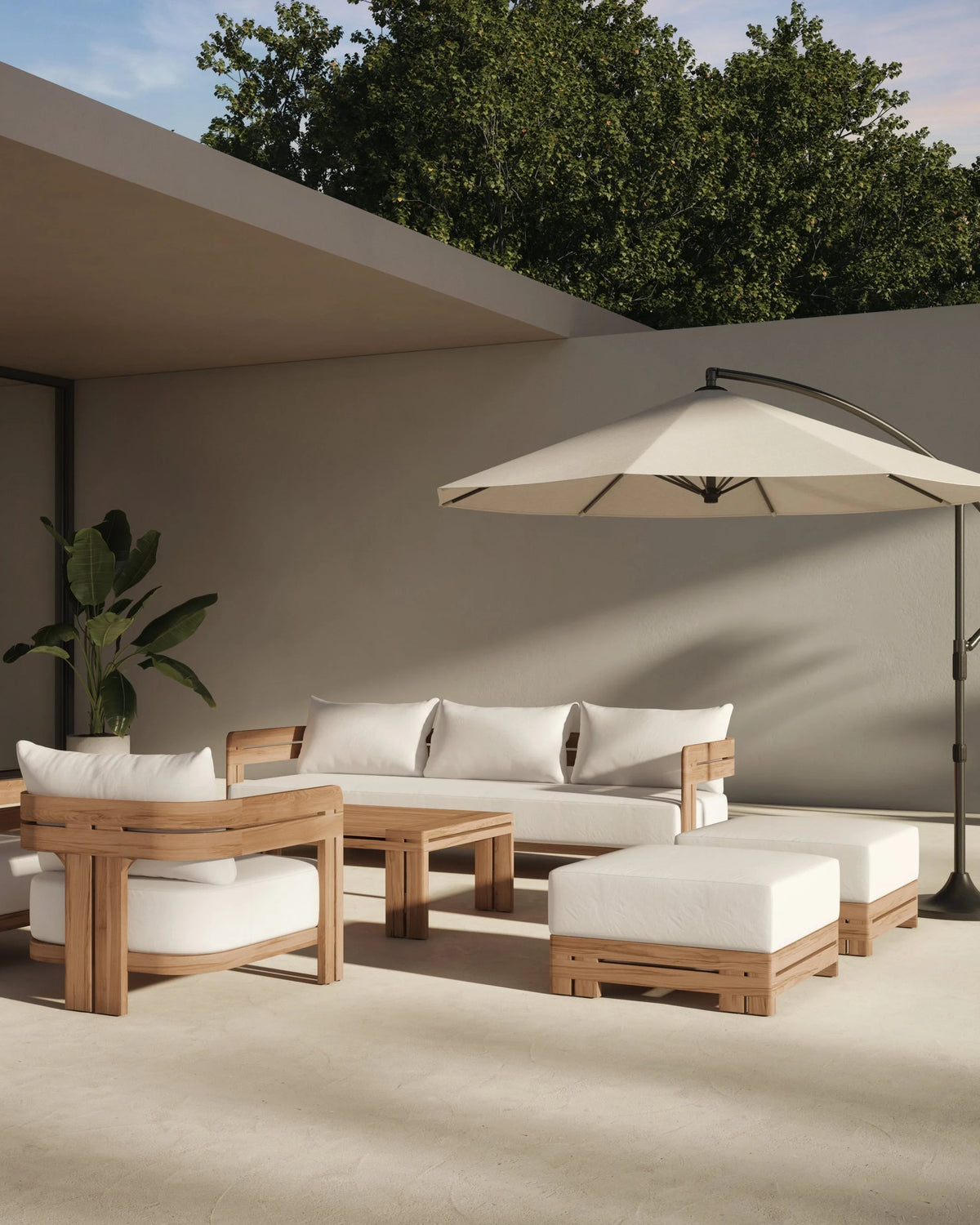 Luso™ outdoor ottoman | teak and cushion - stools & ottomans luso | designer | madorne