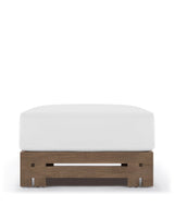 Luso™ outdoor ottoman | teak and cushion - weathered with white cushions - stools & ottomans luso | designer | madorne
